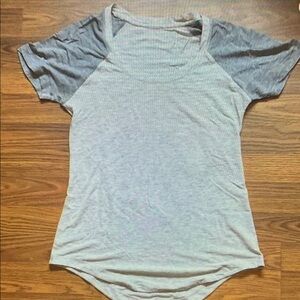 Gray and White Women's Raglan Top